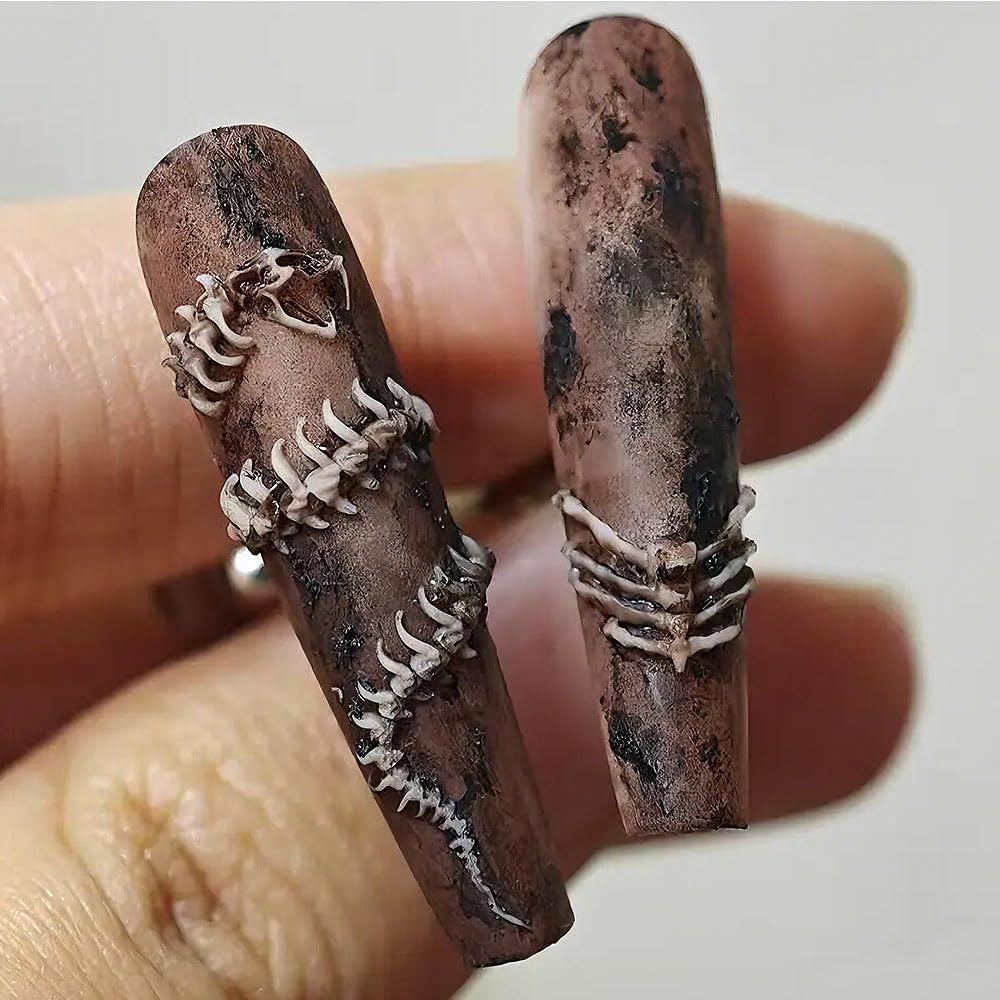 Punk Gothic Butterfly Snake Bone Silicone Nail Molds Embossed 3D Gel Nail Art Sculpture Templates Design Goth Snake Bones Nails Charms Molds Resin Carving Stencils Manicure Decorations Accessories