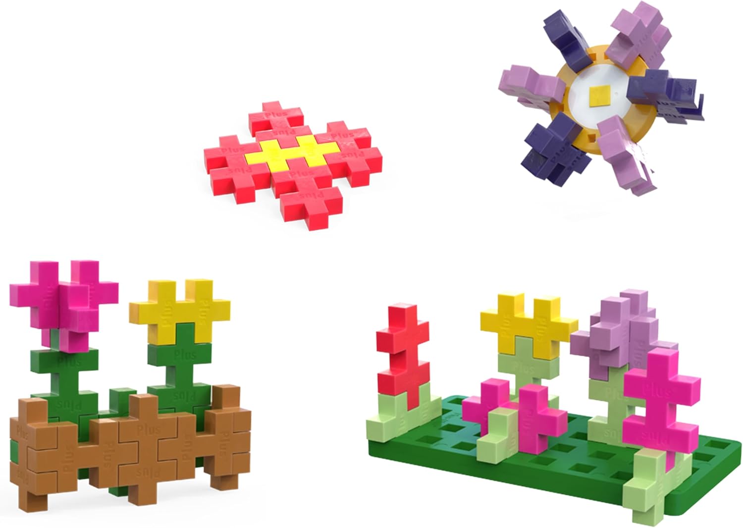 PLUS PLUS Big Activity Set, Flowers, 40 Piece - Construction Building Stem Toy, Interlocking Large Puzzle Blocks for Toddlers and Preschool