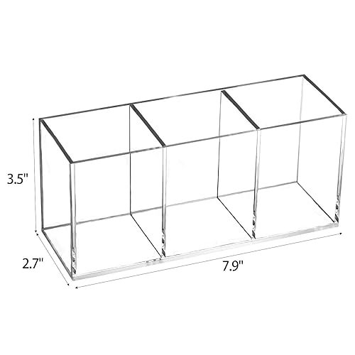 Miniatura 6 de Tbestmax Organizador de brochas de maquillaje, contenedor de brochas de cosméticos transparente, 3 ranuras, ideal para tocador
