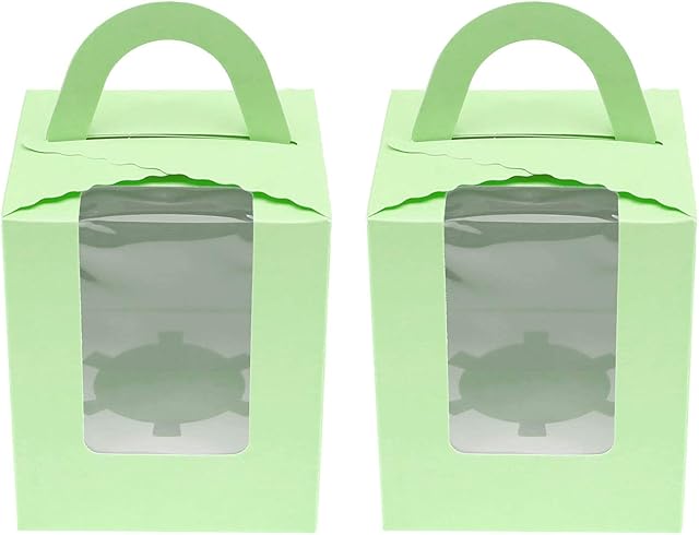 OTOTEC Economy Green Window Cake Box With Handle 10/20 pcs 9.5x9.5x11cm