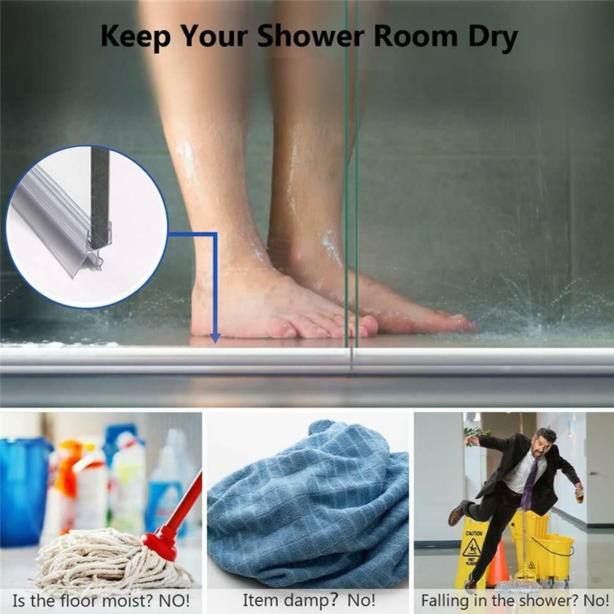 Lot de 4 joints d'étanchéité en silicone pour porte de douche de 6 à 12 mm - 2 m - Étanche - Empêche les fuites et l'humidité