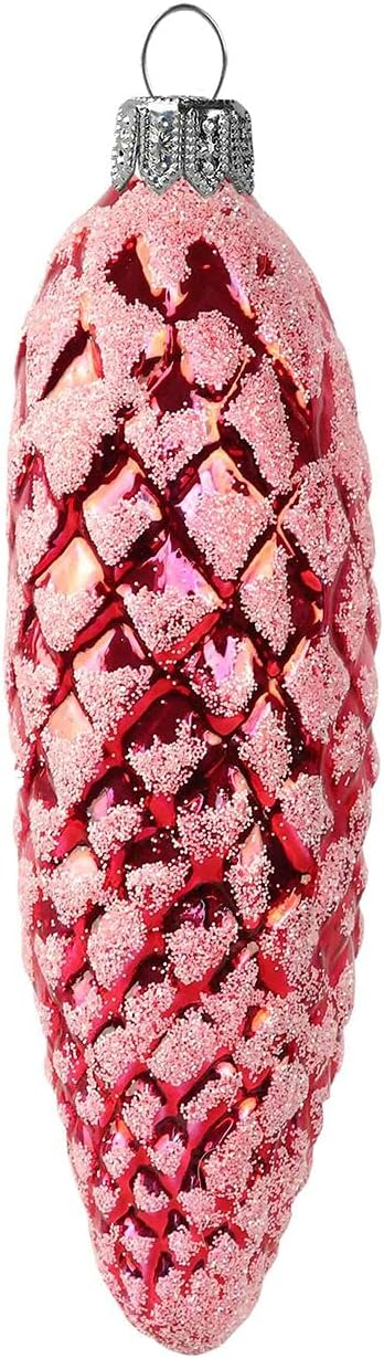 Frosted red Pinecone Glass Ornament