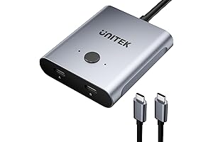 Unitek Bi-Directional USB C Switcher, 8K@60Hz Video, 10Gbps Data Transfer, USB-C Cables Included