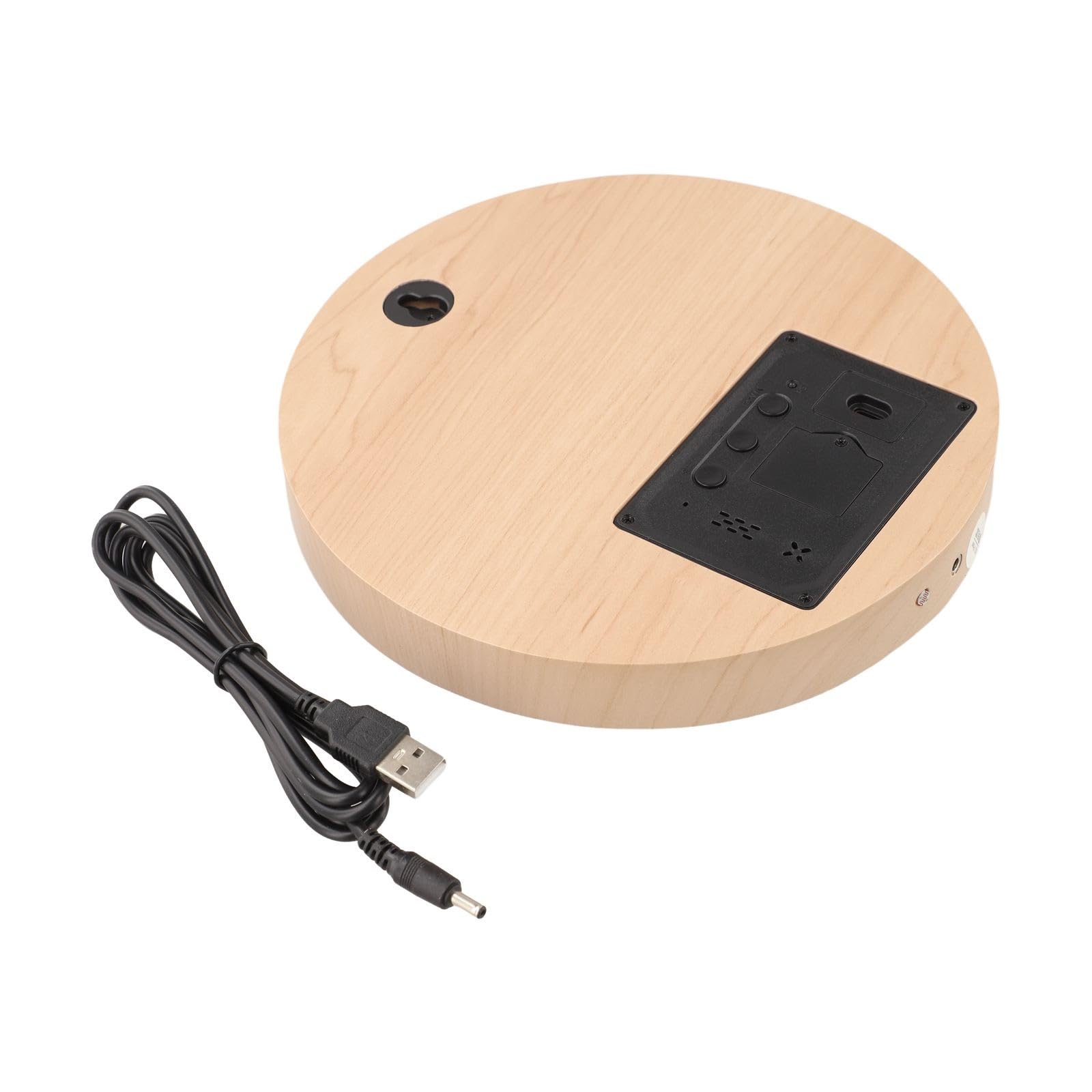 Reloj de pared digital de pantalla grande, silencioso, sin tictac, muestra la hora, fecha, semana, temperatura, acabado de grano de madera, alimentado por USB para dormitorio