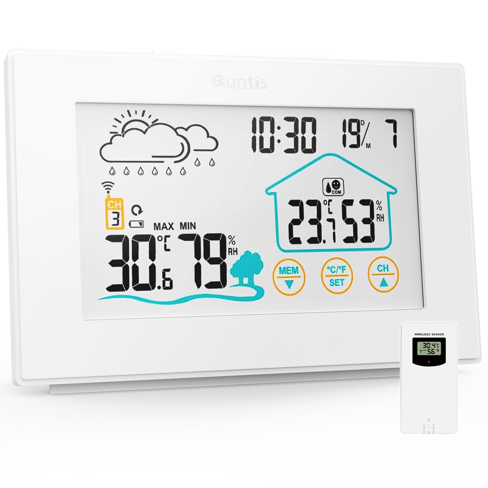 Stazione Meteo Wireless Con Sensore Esterno - Termometro, Igrometro, Sveglia, Nero - Foto 2