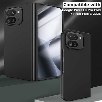 Google Pixel 10 Pro用 フォールドケース フロントスクリーンプロテクター付き、超薄型マットハードPCケース 傷に強いレイズドエッジ保護保護カバー Google Pixel 10 Pro用 フォールドブラック