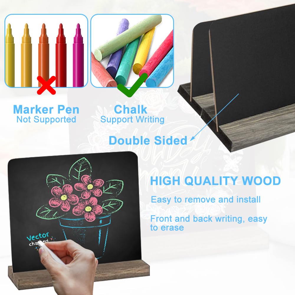 18 Pcs Mini Tableau Noir, Panneaux Réservés Pour Les Tables Avec 2