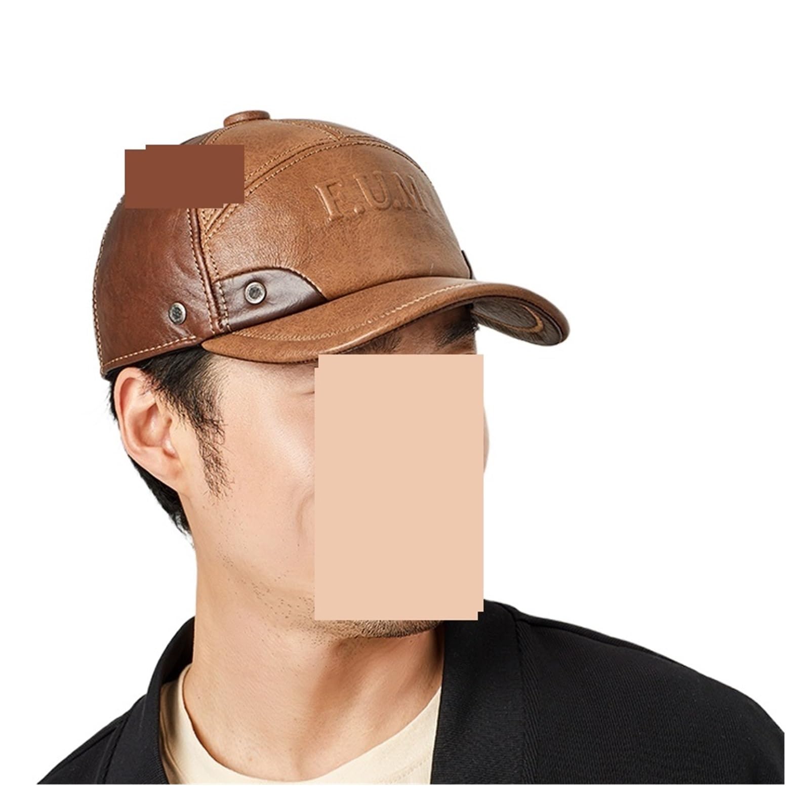Gorras de béisbol con Letras de Dos Tonos for Hombre, Gorro cálido de Cuero Vacuno, térmico Ajustable, Novedad de otoño e Invierno