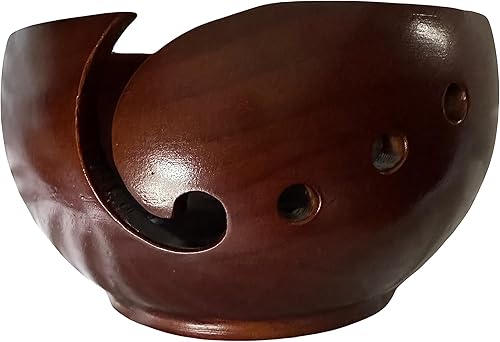 JJ Crochet Porta bolas de hilo de madera grande y almacenamiento para ganchillo y tejido de punto