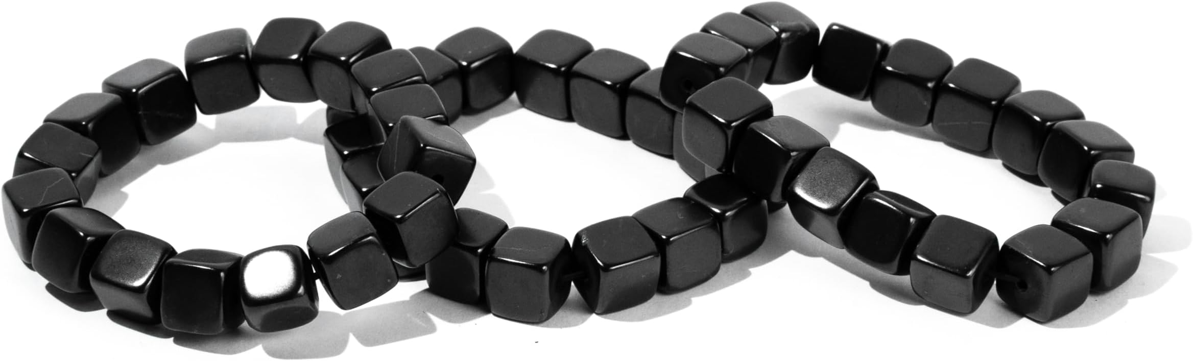 Shungite Bracelets Set | Big Tumbled Bracelets Shungite Jewelry for Men and Women | Authentic Gemstone Jewelry | Crystal Healing and Protection High Positive Energy Bracelet