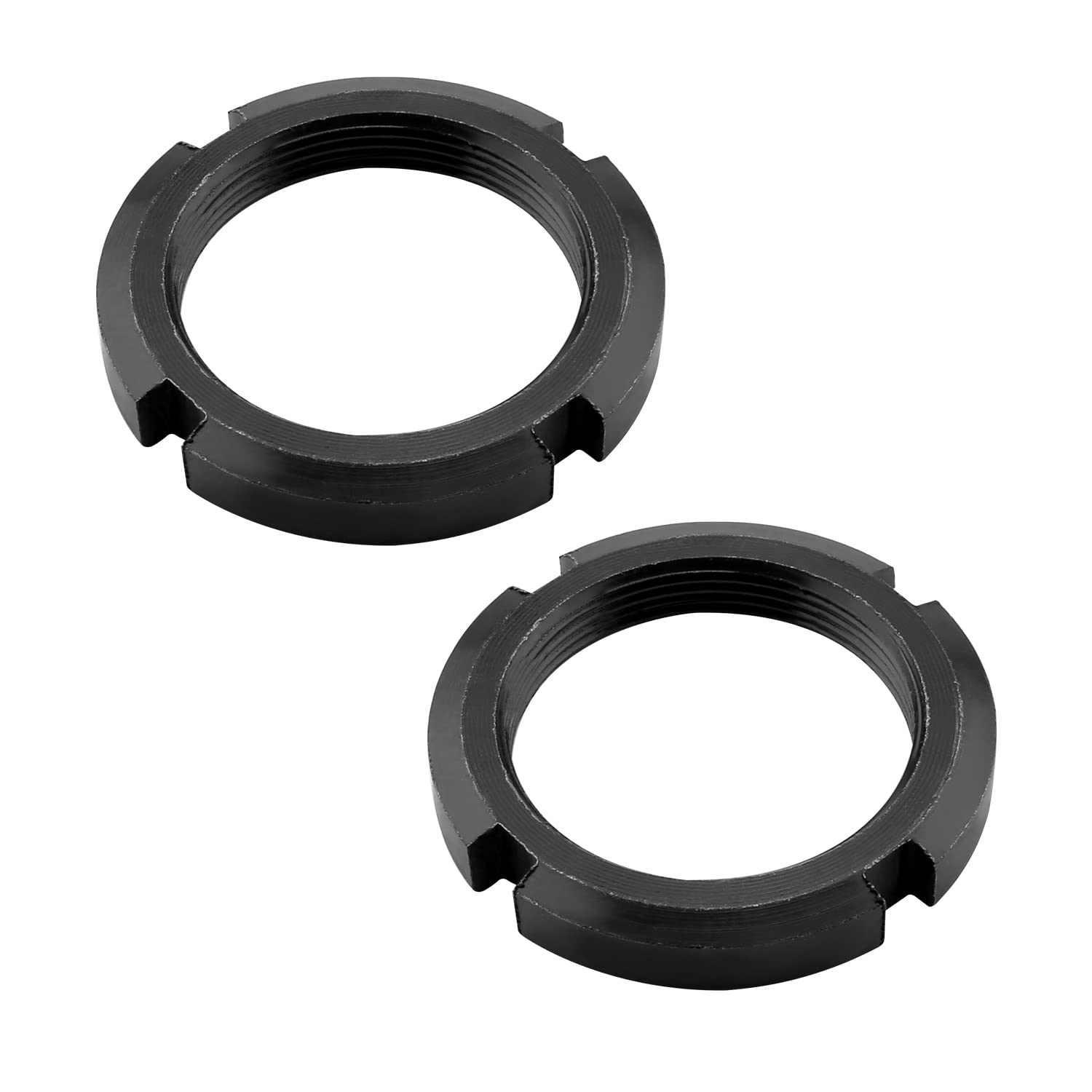 Yinpecly M55 x 2mm Retaining Four-Slot Slotted Round Nuts for Roller Bearing Pump Valve Carbon Steel Black Tone 2Pcs