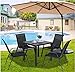 LIFERUN Gartenmöbel Set, 5-teilig, mit 4 Stapelbar Sesseln und 1 WPC Quadratischer Tisch, Balkonmöbel, Terrassenmöbel für alle Jahreszeiten, Terrasse, Garten und Außenbereich