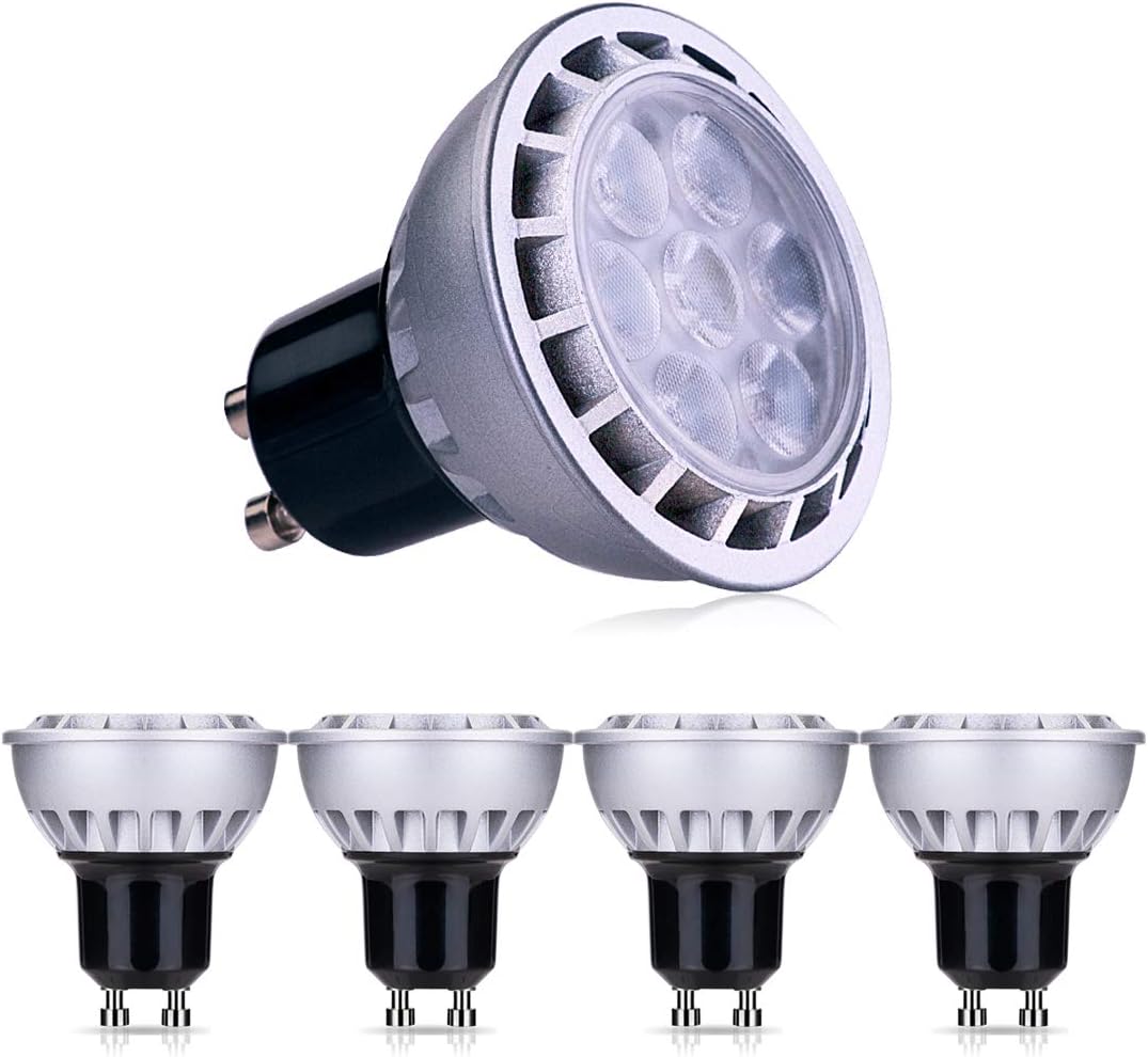 LAMPAOUS7W GU10 LED Light Bulbs Warm White, Suber Bright 550LM 50 Watt Halogen Gu10 Lamp Equivalent, No Dimmable LED GU10 Bulb, 60 Degree Beam Angle, 4 Pack
