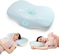 Vista 1 de Almohada cervical para soporte de cuello y hombros, almohadas ergonómicas de contorno de espuma viscoelástica con doble altura ajustable y funda