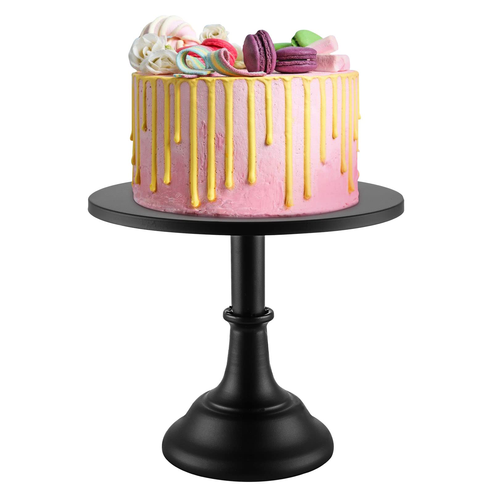 Holdfiturn Cake Stand 10 Inch Round Cake Plate Pedestal Modern Dessert Display Cup Cake Display Stand with Pedestal for Party Wedding Birthday Party (Black)