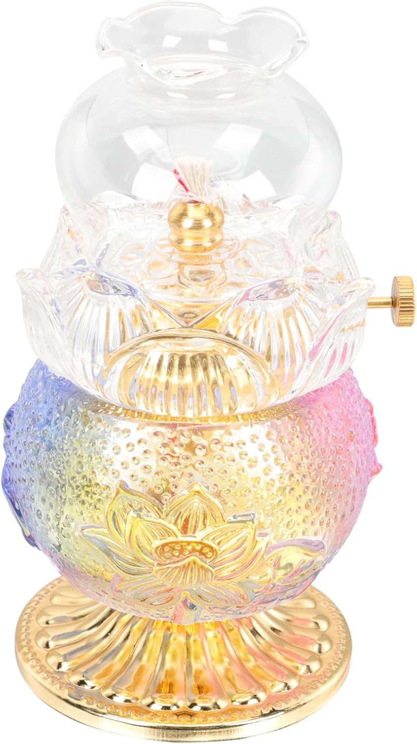 STOBAZA Beautiful Glass Worship Lamp Kerosene Lamp Oil Adornment Vintage Decor