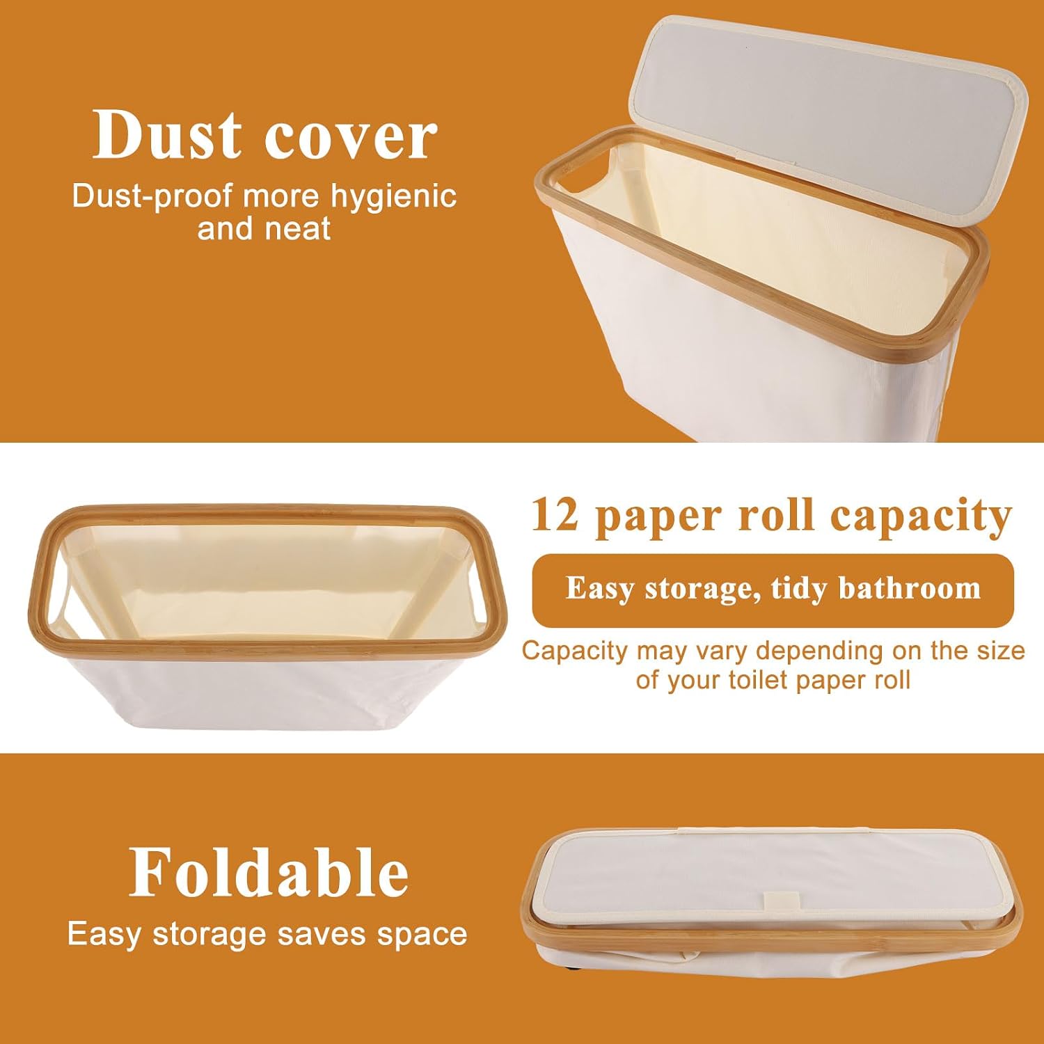 ASelected Toilet Paper Storage 45 x 15 x 35 cm Toilet Paper Storage Organiser Toilet Paper Stand 12 Rolls Toilet Paper Stand for Bathroom Laundry Living Room