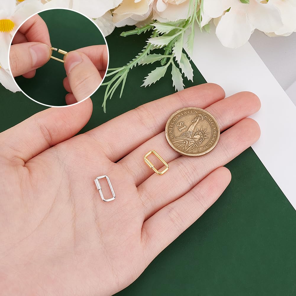 AHANDMAKER 2 pezzi di chiusura a moschettone rettangolare con vite in argento sterling, chiusura a moschettone, chiusura a clip, gancio rapido