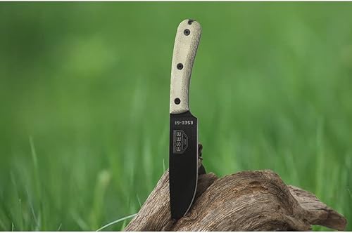 Miniatura 4 de ESEE -6HM Cuchillo de supervivencia de hoja fija, acero al carbono 1095, mango redondo modificado, fabricado en Estados Unidos (funda Kydex negra