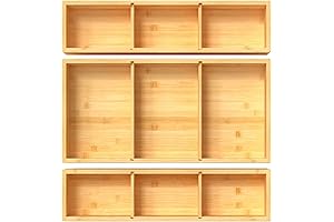 mDesign Bamboo Drawer Organizer Box, 12.5" x 12.5" x 2", 3 Individual Storage Containers