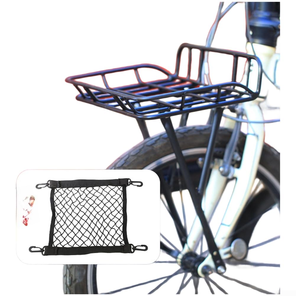 Todikaper Folding Bicycle Front Basket Rack Aluminium Alloy Cargo Carrier Quick Release Mount for E-Bikes and City Commuting Silver(black)