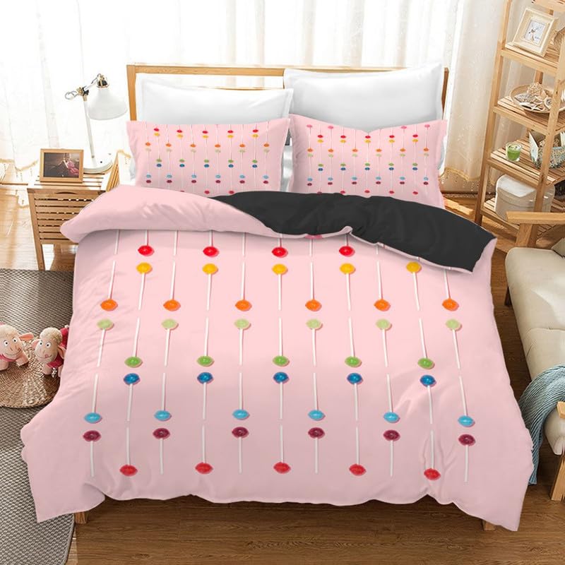 Parure de lit 90x190 enfant microfibre 110g/㎡ avec housse de couette rose et taie d'oreiller
