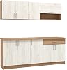 Homestyle4u Kitchen Unit 200 cm without Electrical Appliances – Modern Kitchen Cabinet with Lots of Storage Space and Worktop in White and Wood Look – Fitted Kitchen Compact
