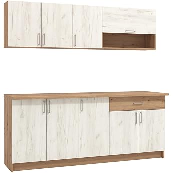 Homestyle4u Kitchen Unit 200 cm without Electrical Appliances Compact