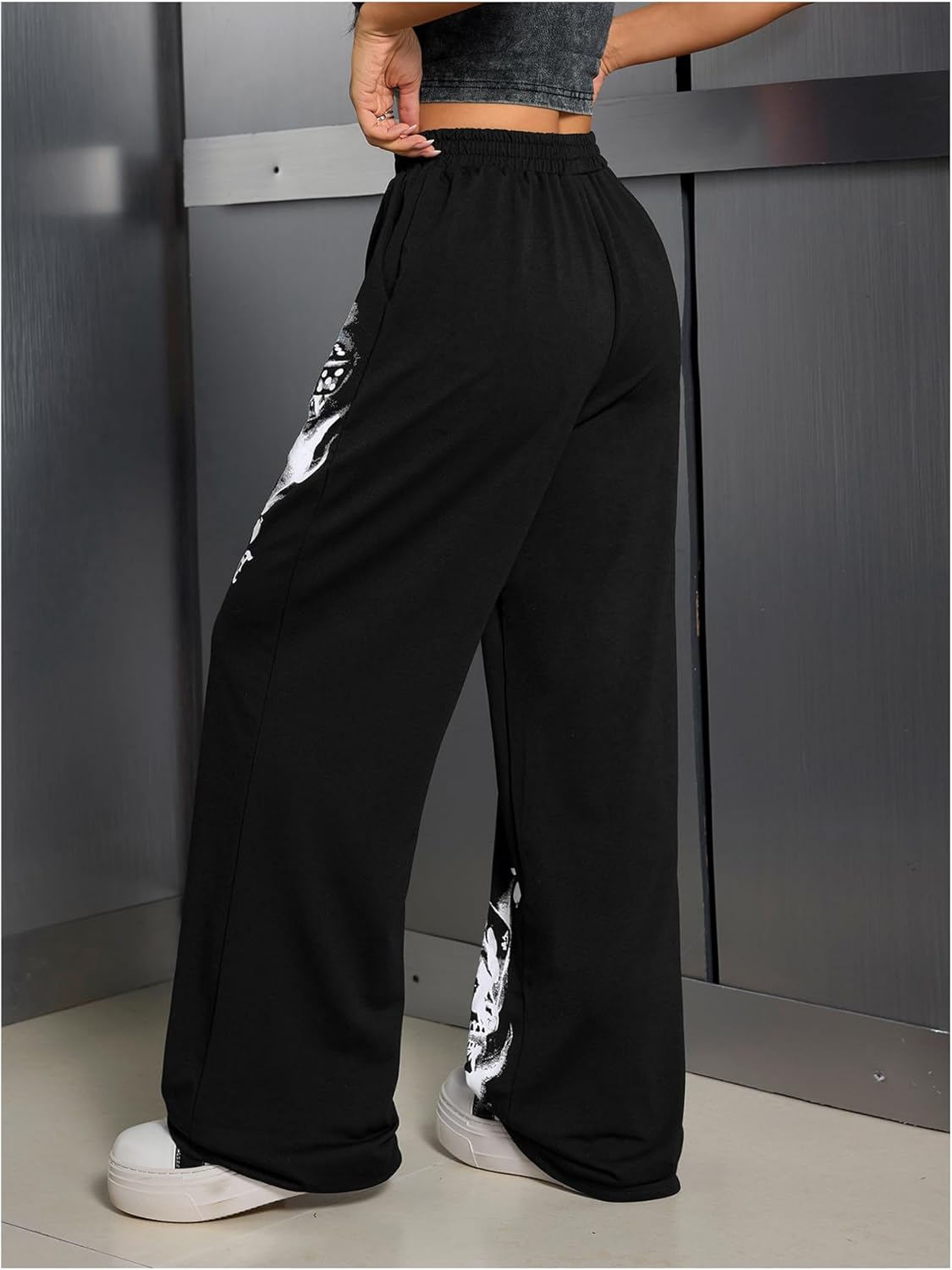 SOLY HUX Women's Y2k Sweatpants Drawstring Waist Wide Leg Gothic Grunge Pants Streetwear - Image 2