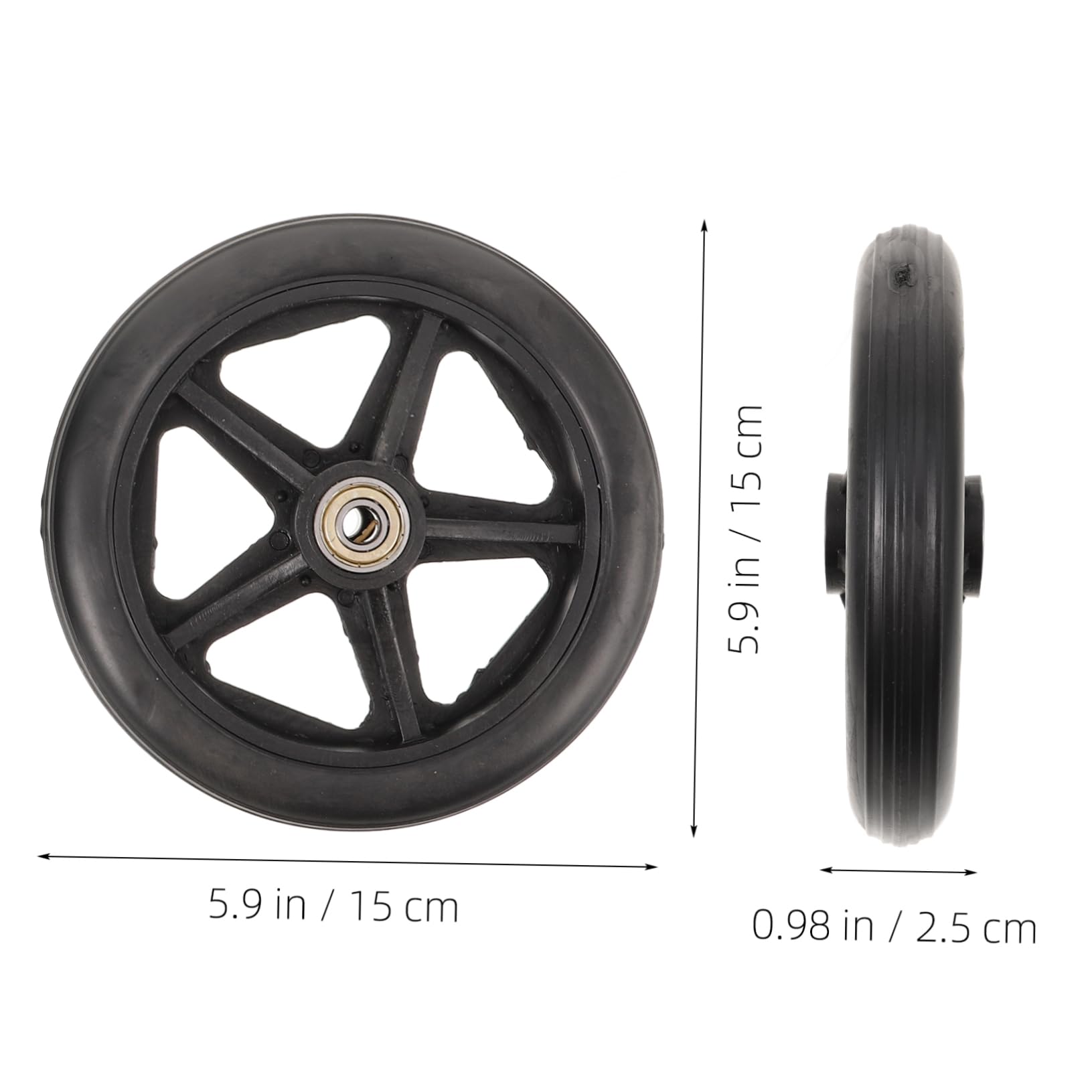 HAPINARY Drive Wheelchair Replacement Wheels 6 Inches Front Wheel Accessory Black High-Strength Easy to Install