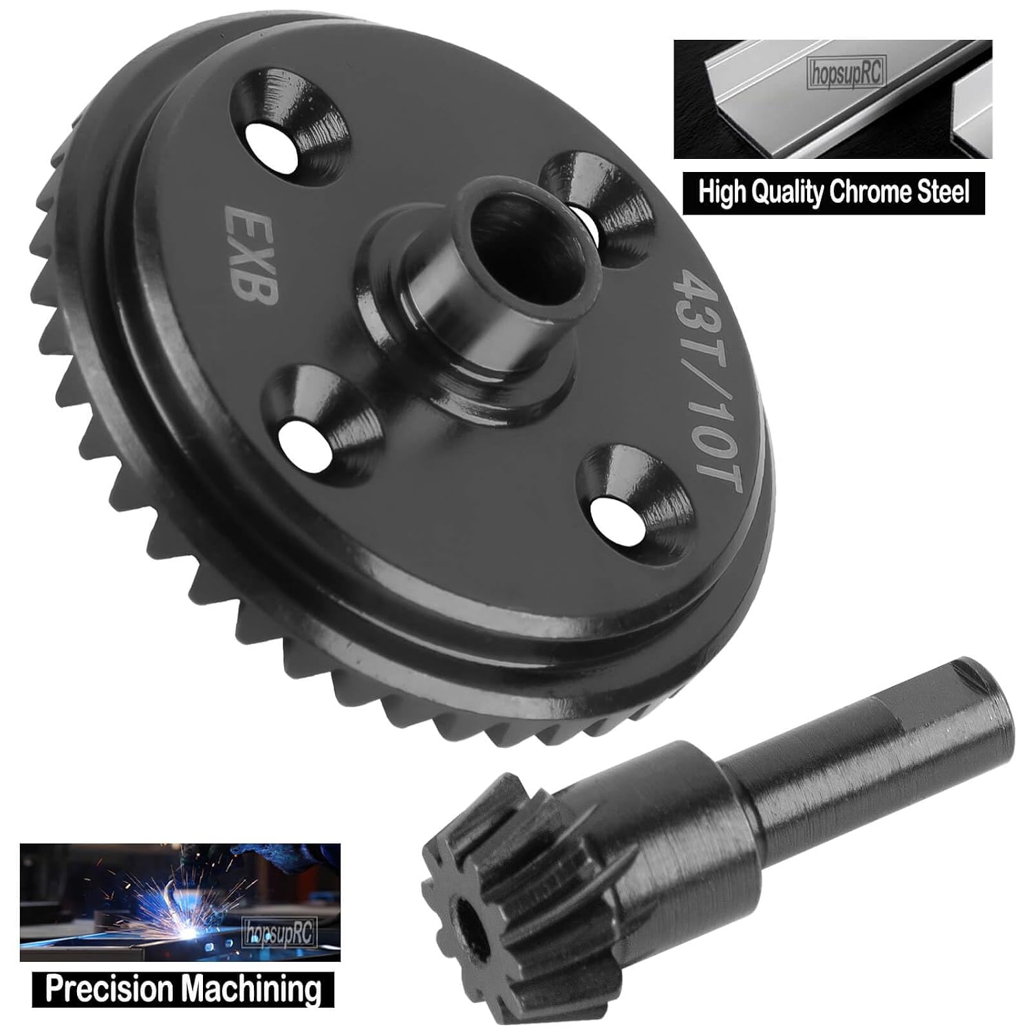 RC 43T&10T Metal Steel Diff Gear Main Diff Gear Upgrades Part for 1/8 Kraton 6S BLX EXB,Outcast 6S BLX EXB,Talion 6S BLX EXB,1/7 Mojave 6S BLX EXB,Gearbox Differential Gears Set Hops Up