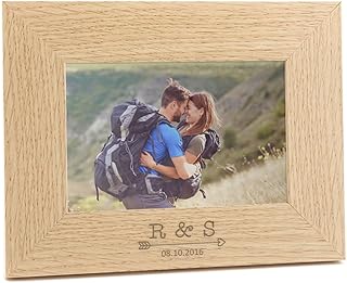 Personalised engraved Couples Initials and date Modern Wedding Photo Frame in size 6x4, 7x5 and 8x6