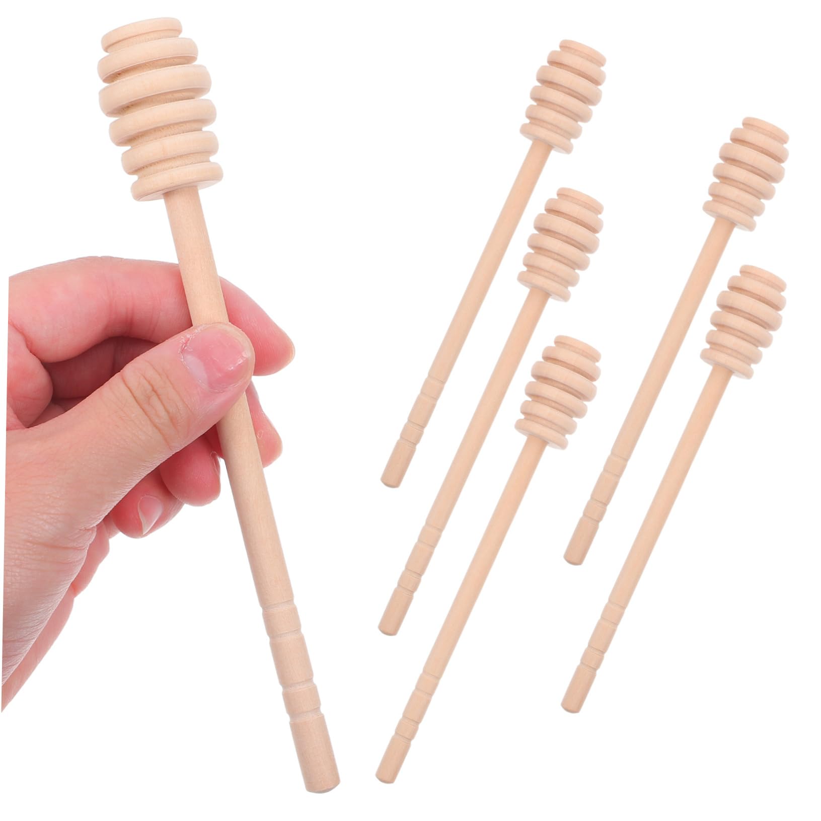 Mobestech 6pcs Wood Honey Dippers: Long Wooden Honeycomb Stirrers Drizzling Stirring Sticks for Honey Accessories 16cm