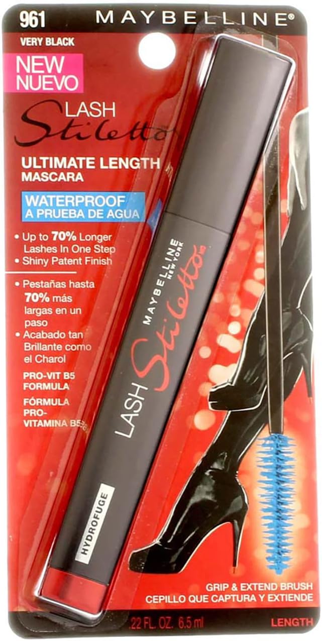 New York Lash Stiletto Ultimate Length Waterproof Mascara, Very Black [961] 0.22 oz (Pack of 3)