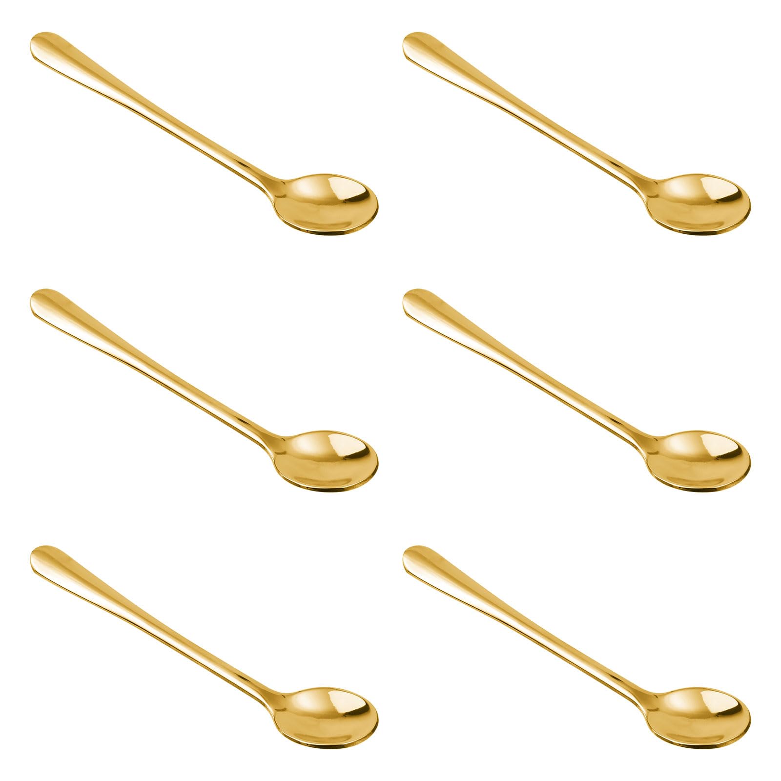 6pcs Tiny Stainless Steel Spoons, 3 x 0.6 Inch Cute Mini Gold Condiment Spoons Practical Little Espresso Scoops Small Dessert Spoons for Spices Jars Sugar Honey Coffee Ice Cream