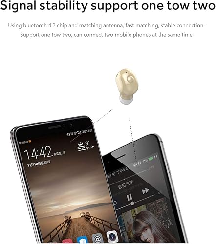 Miniatura 7 de Mini auricular Bluetooth más pequeño auricular inalámbrico invisible con 4-5 horas de tiempo de reproducción con micrófono para iPhone y Android
