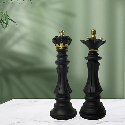 Miniatura 4 de KLKCMS Juego de 2 esculturas de ajedrez internacionales, estatua de ajedrez, arte de escritorio
