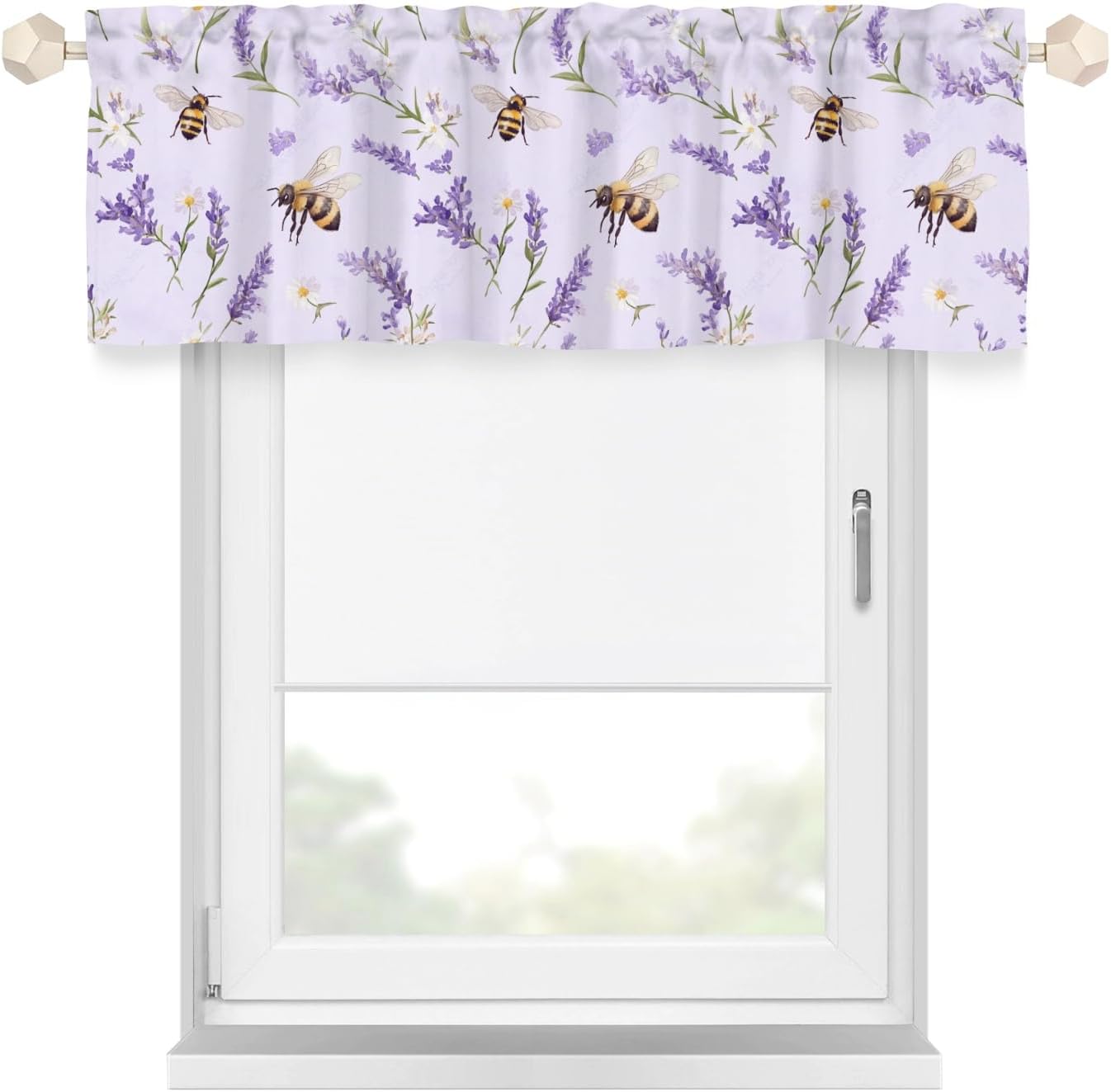 Cute Gnomes Purple Lavender Truck Kitchen Valance Curtains Rod Pocket Spring Wild Floral Leaves Butterflies Window Treatments for Kitchen Living Room Kids Bedroom Bathroom 54x18inch-Pack of 2