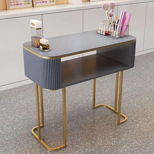 loyfreeyo マニキュアテーブル ネイルテーブル サロン デスク ネイルメイク作業台 収納引き出し付き デスク 化粧品店、家庭用、スパ、サロンなどに適しています (80cm,E)