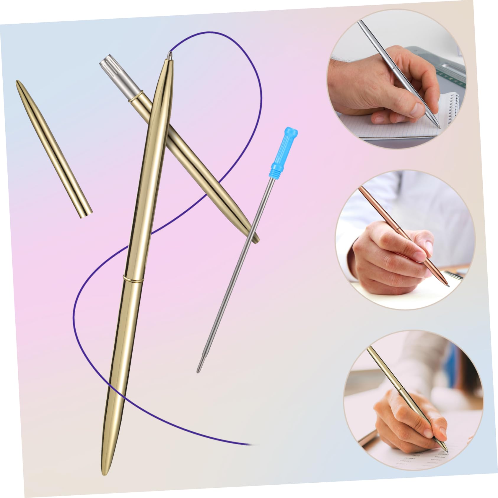 Amazon | SHOWERORO 6個両頭 ボールペン 青インク 金属製 転式筆記用