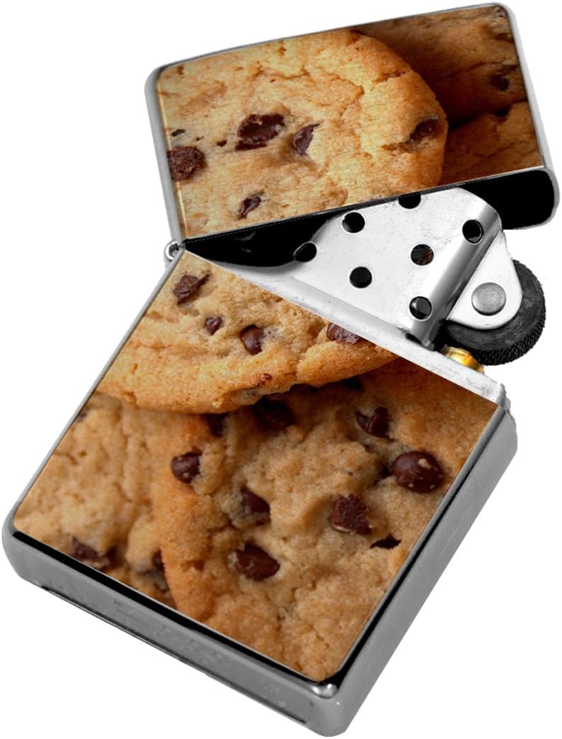 Chocolate Chip Cookies - Windproof Flip-Top Refillable Silver Lighter with tin Gift Box