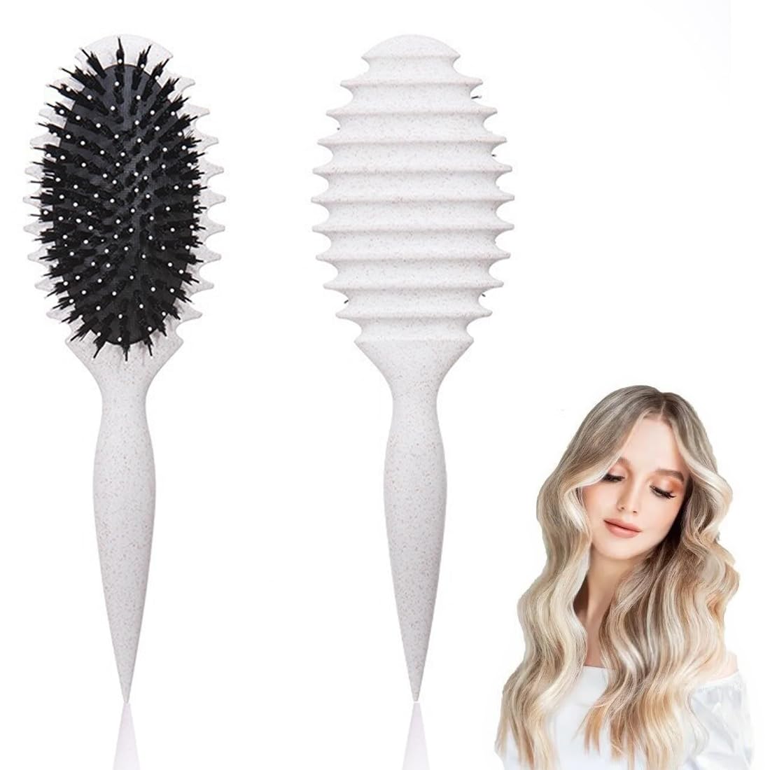 EIHI Curl Brush,Peine Pelo Rizado,Curl Defining Brush,Bounce Curl Brush,Cepillo Pelo Rizado,Para Desenredar,Dar Forma y Definir Rizos Para Mujeres(Beige)