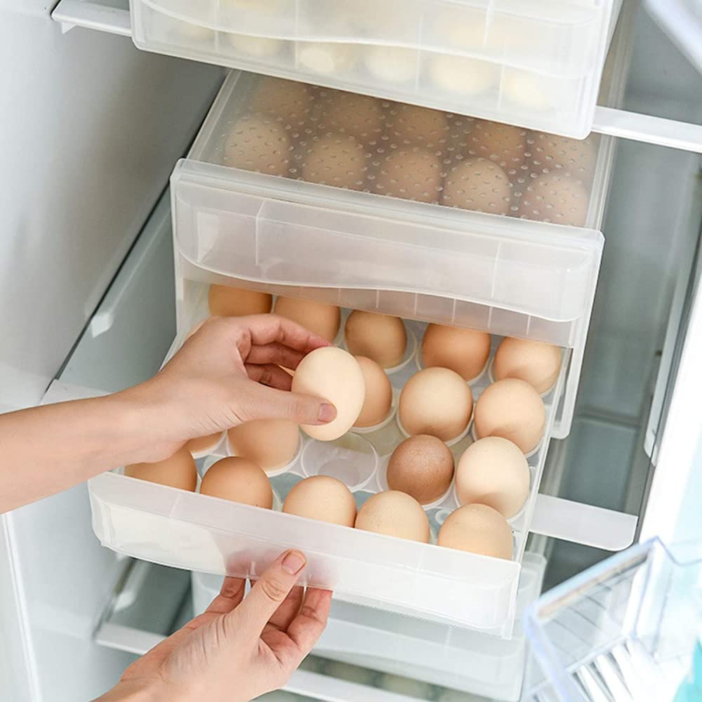 Bandeja de plástico para huevos, Caja for Huevos 60 Compartimentos Doble Cajón Apilable