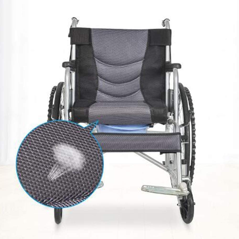 Silla de ruedas para viajes en tránsito, plegable, con inodoro, para personas mayores, discapacitadas, portátil, ligera, para automóvil, con carrito ultraligero, con cojín de doble capa, color rojo y