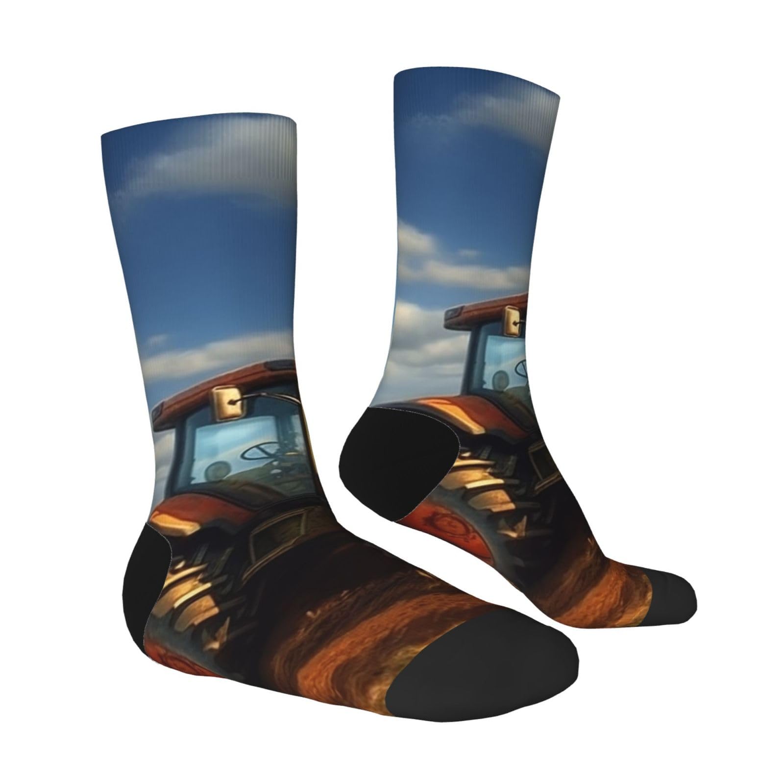 LZQPOEAS Fantasy Farm Tractor Athletic Socks Unisex Cushioned Crew Socks Hiking Running Calf Sock Soft Above Ankle Sock