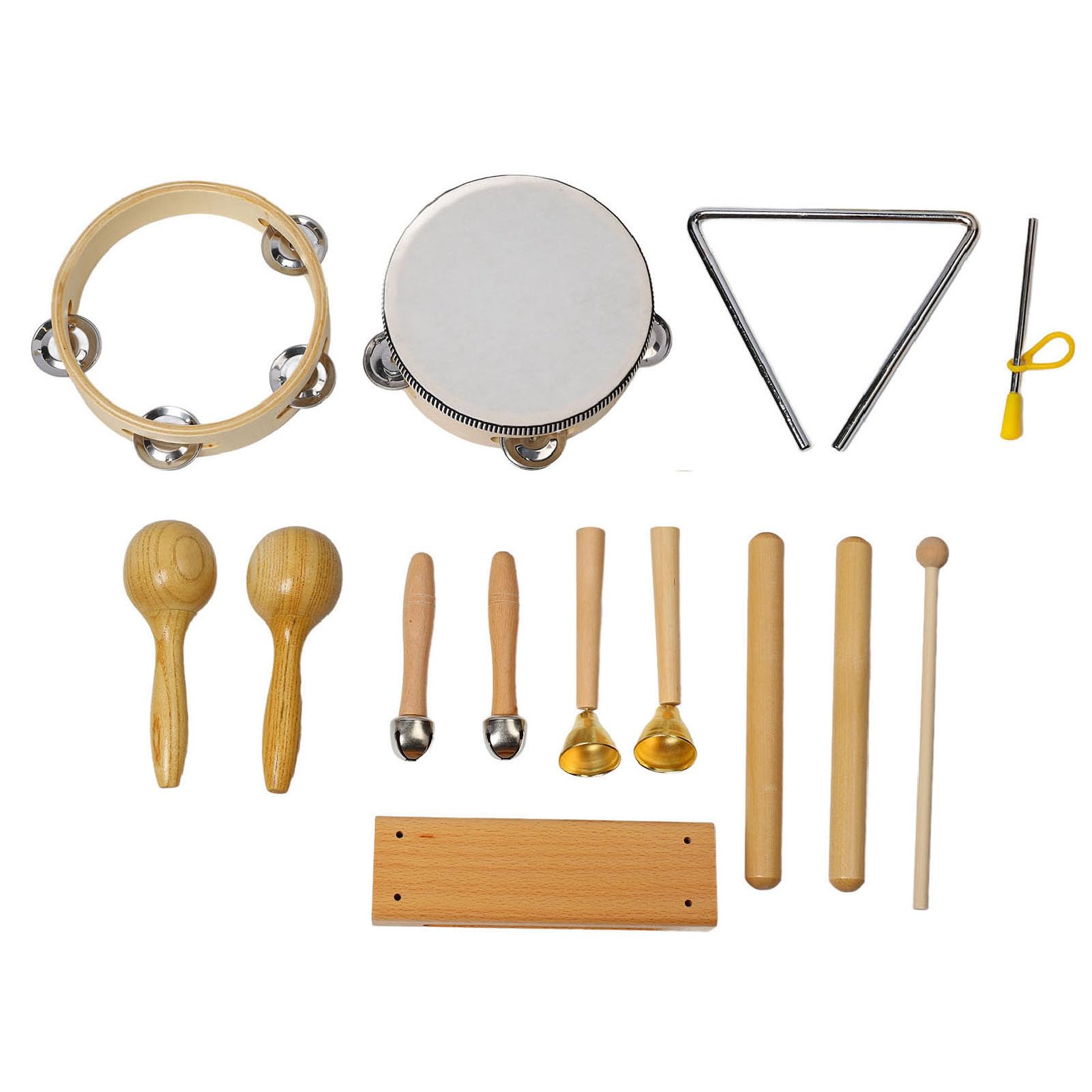 Set di Strumenti Orff Strumenti Musicali a Percussione Completi per L'apprendimento Precoce della Scuola Materna in Legno Massello 12 Pezzi