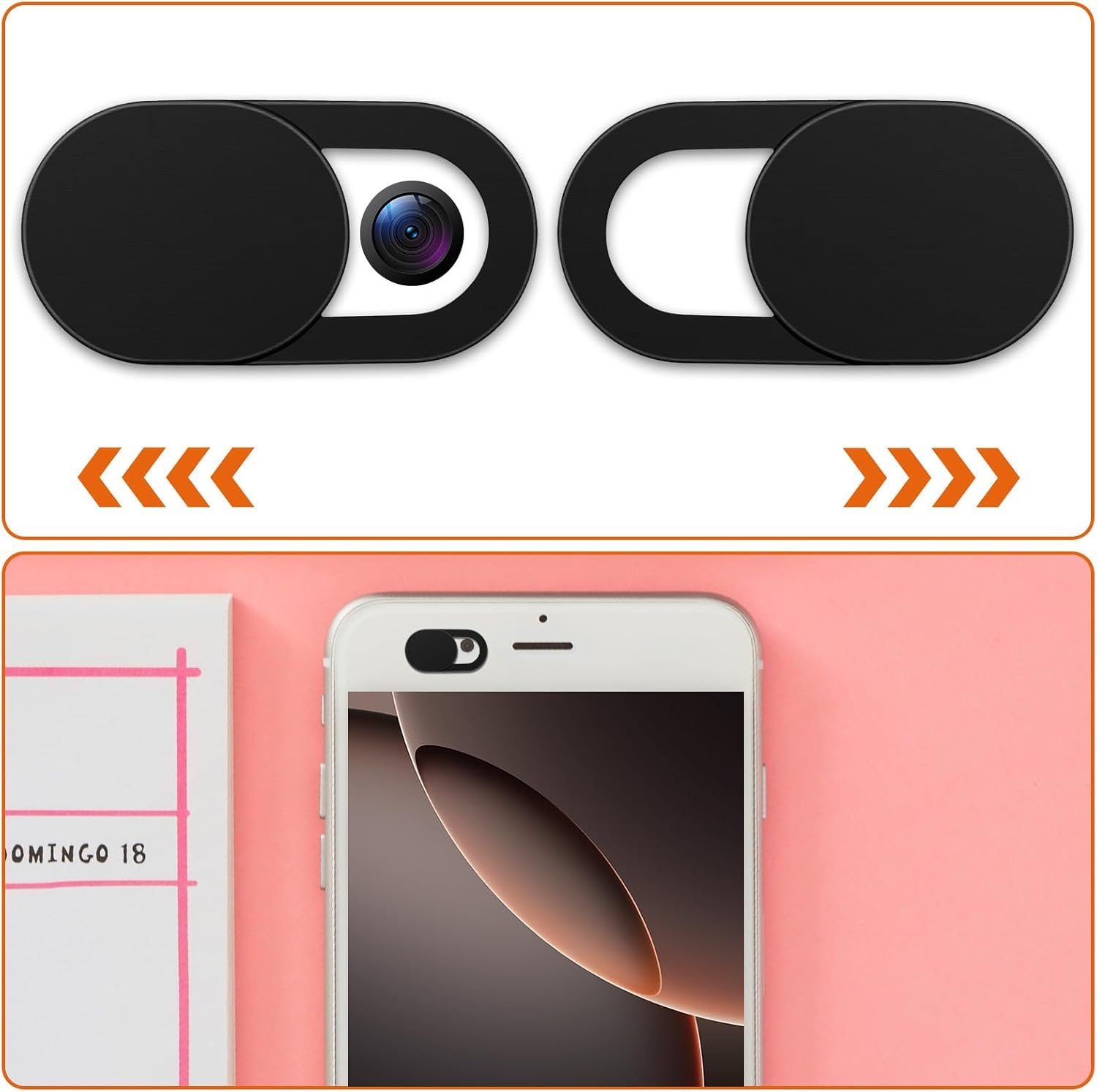 64Pcs Webcam Cover, Ultra Thin Laptop Camera Cover Slide for Laptop/Cell Phone/PC/Tablet PC Accessories Camera Blocker Slider, Great for Privacy - Black