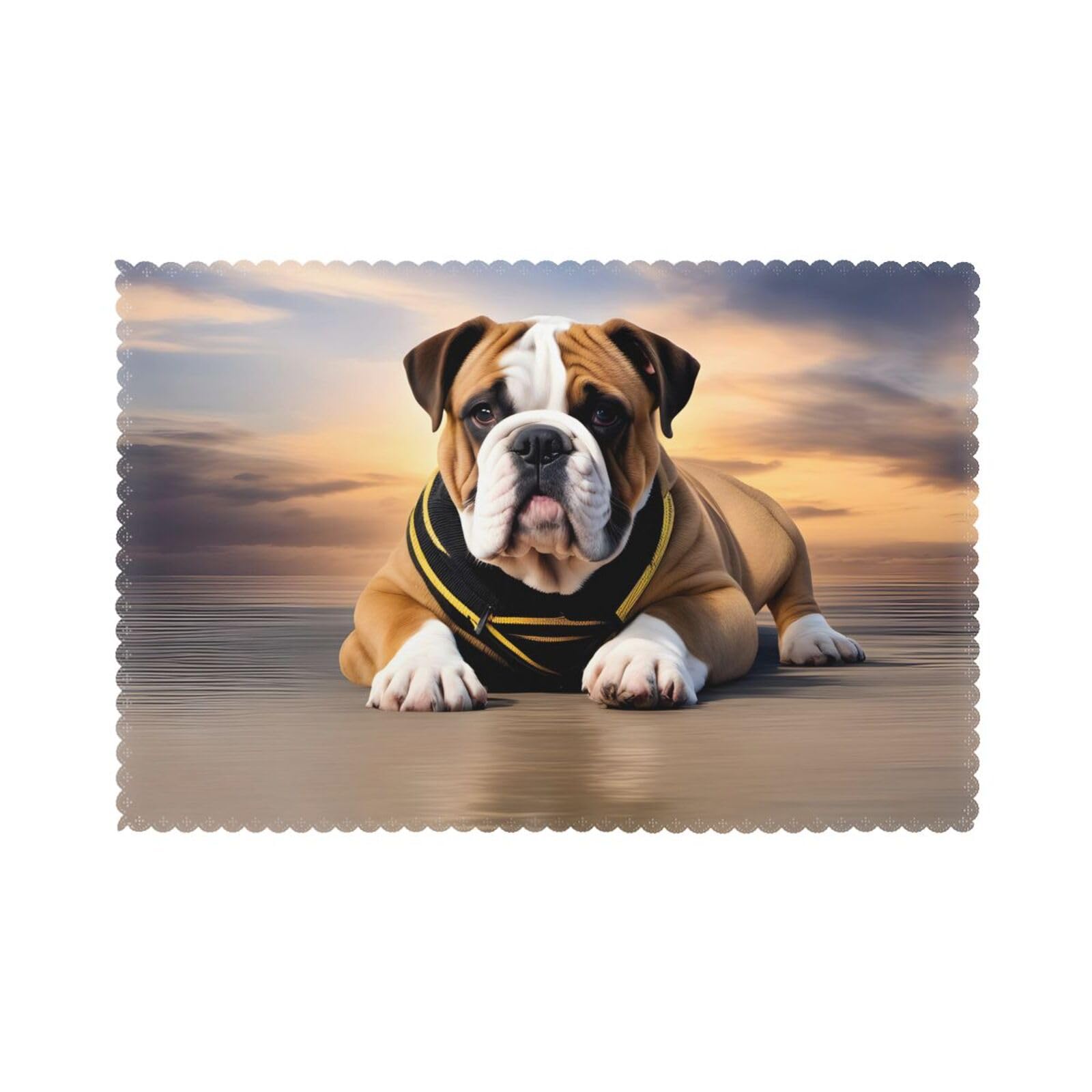 Placemats for Dining Table Set of 6 WHJSHOP English-Bulldog Prints Hotel Family Banquet