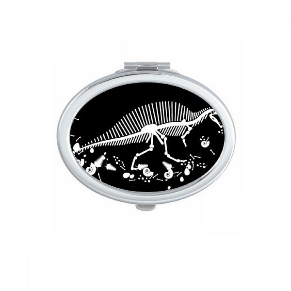 Miroir de poche stégosaure ovale pour des retouches de maquillage faciles au bureau