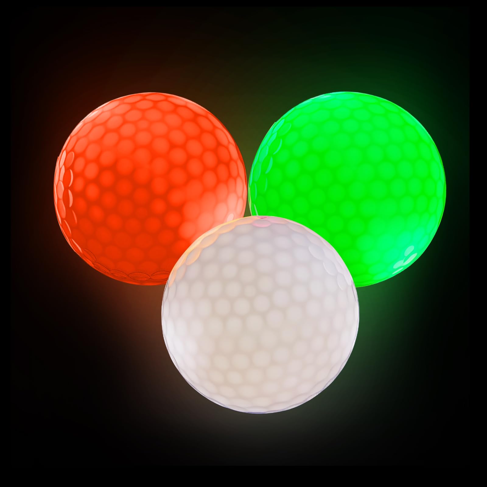flintronic Funny Golf Balls, 3 Pack Led Golf Balls Glow Golfs Ball, Flashing Glowing Golfs Ball for Night Sports, Night Glow Flash Light Up, Long Lasting Bright Luminous, 3 Colors